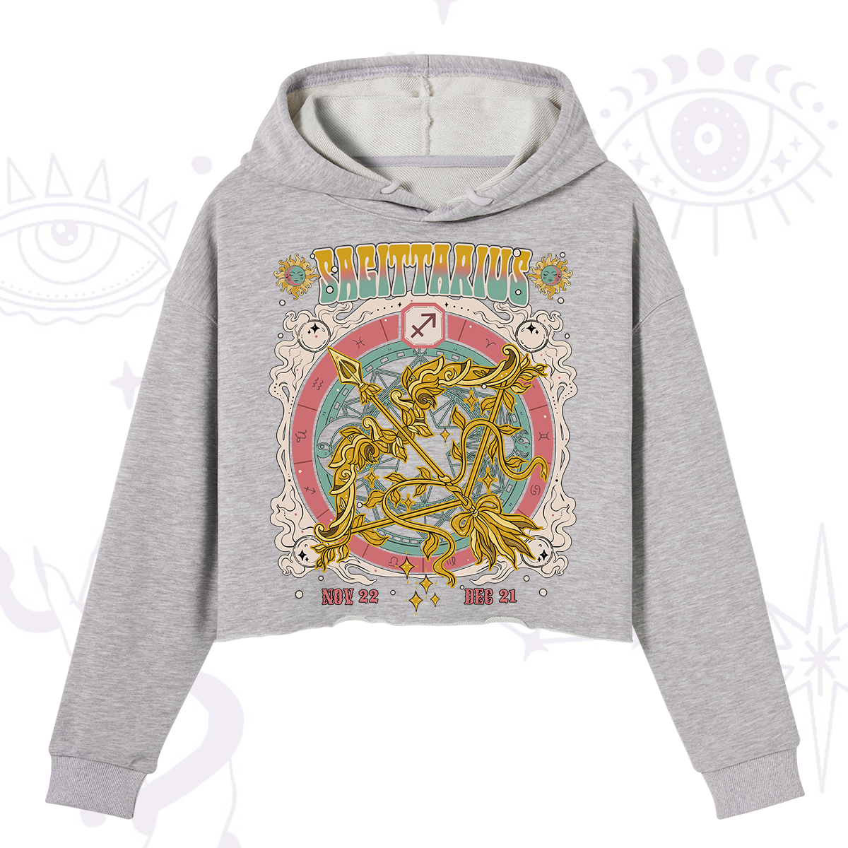 Purplehecate Sagittarius Cosmic Zodiac Crop Hoodie