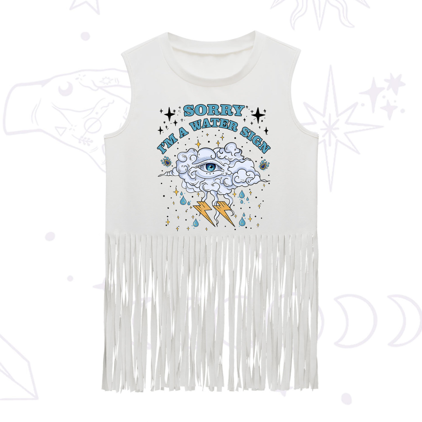 Purplehecate Sorry I'm A Water Sign Fringe Tank Top