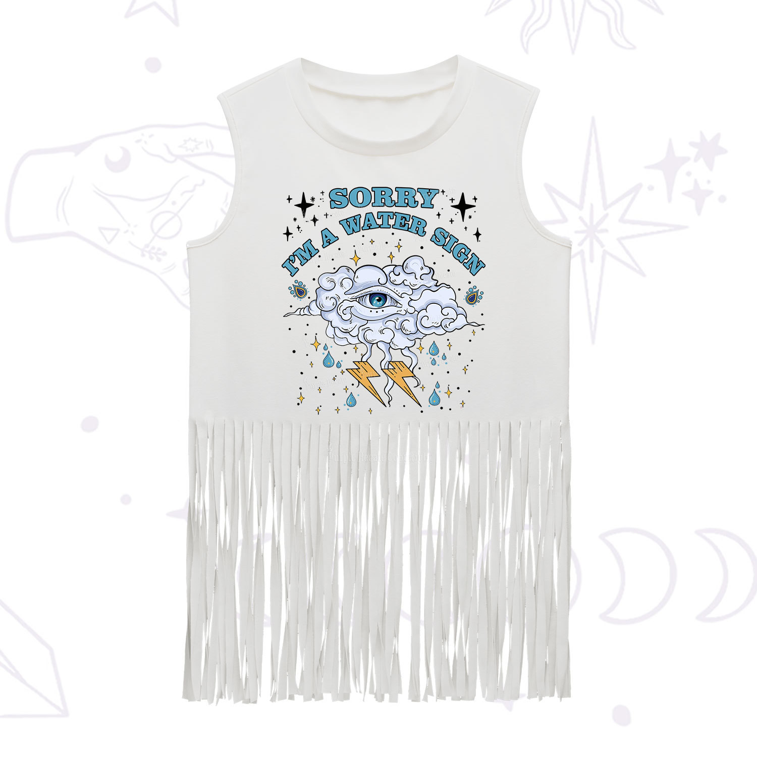 Purplehecate Sorry I'm A Water Sign Fringe Tank Top