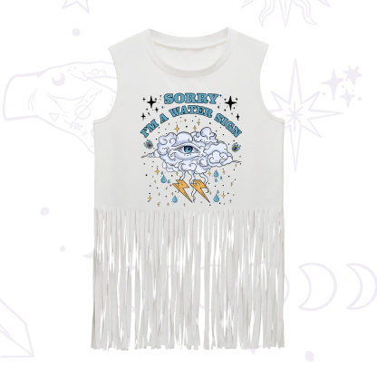 Purplehecate Sorry I'm A Water Sign Fringe Tank Top