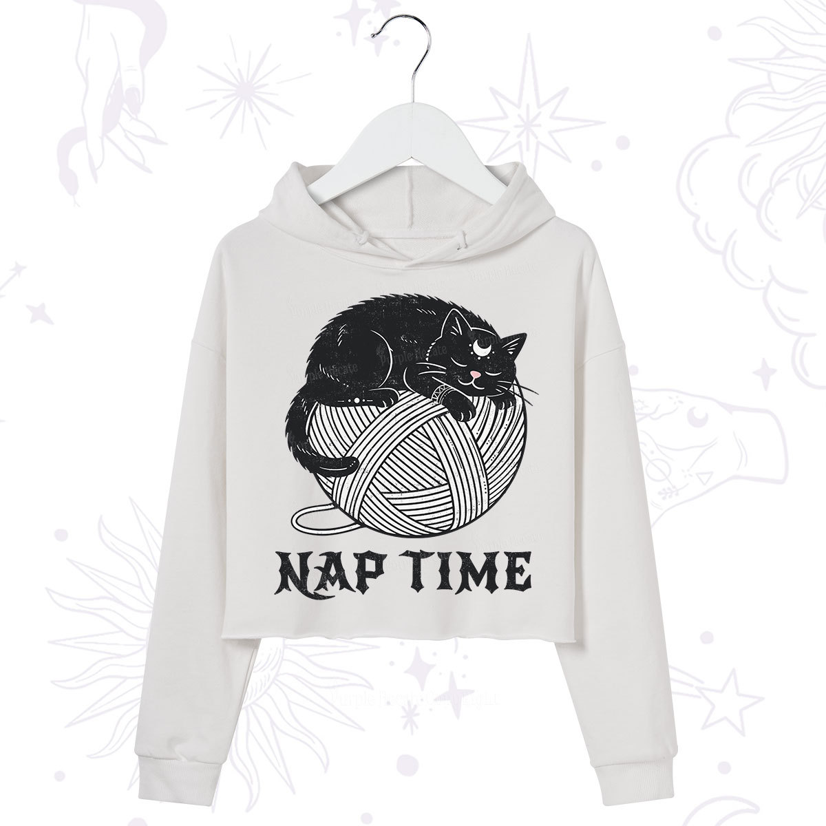 Purplehecate Nap Time Cat Crop Hoodie