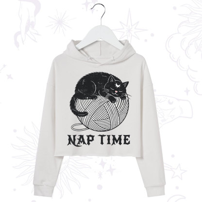 Purplehecate Nap Time Cat Crop Hoodie