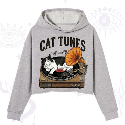 Purplehecate Cat Tunes Crop Hoodie