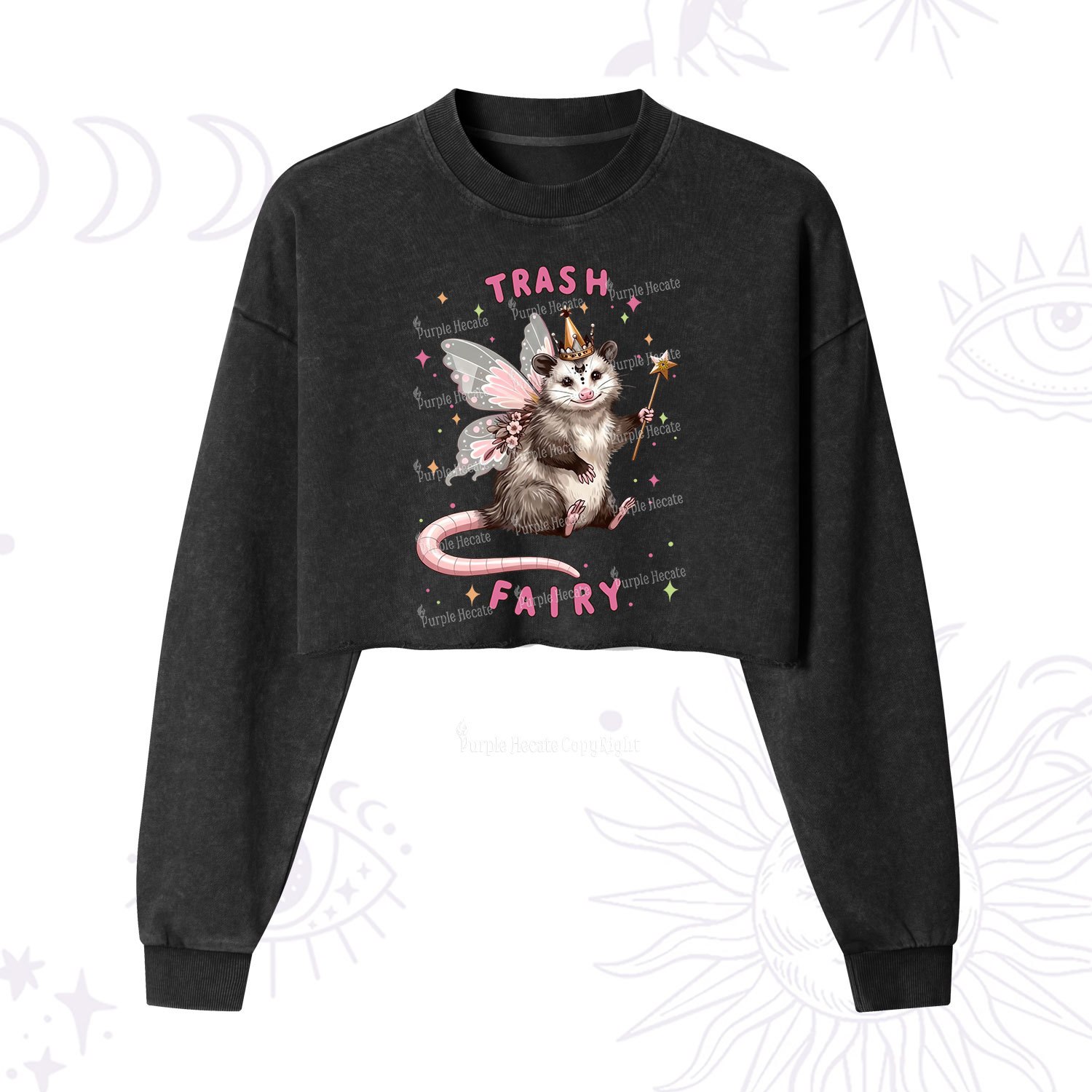 Purplehecate Trash Fairy Cropped Washed Sweatshirt