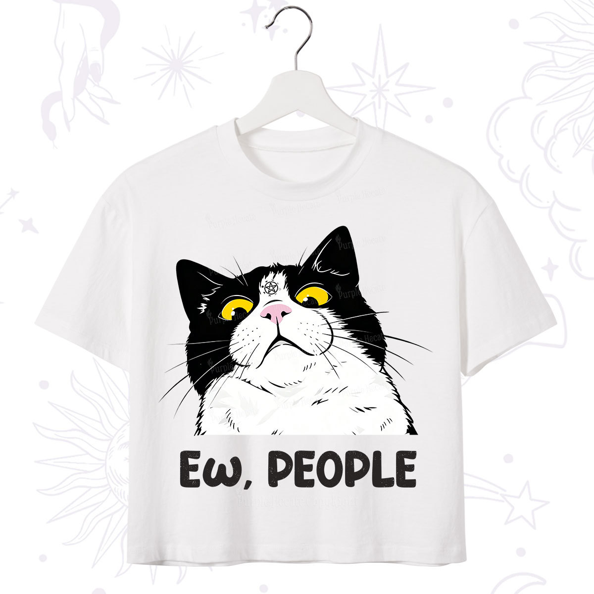 Purplehecate Ew People Cat Crop T-Shirt