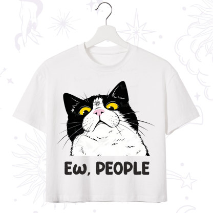 Purplehecate Ew People Cat Crop T-Shirt