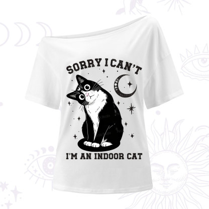 Purplehecate Sorry I Can't Go I'm an Indoor Cat One Shoulder T-Shirt
