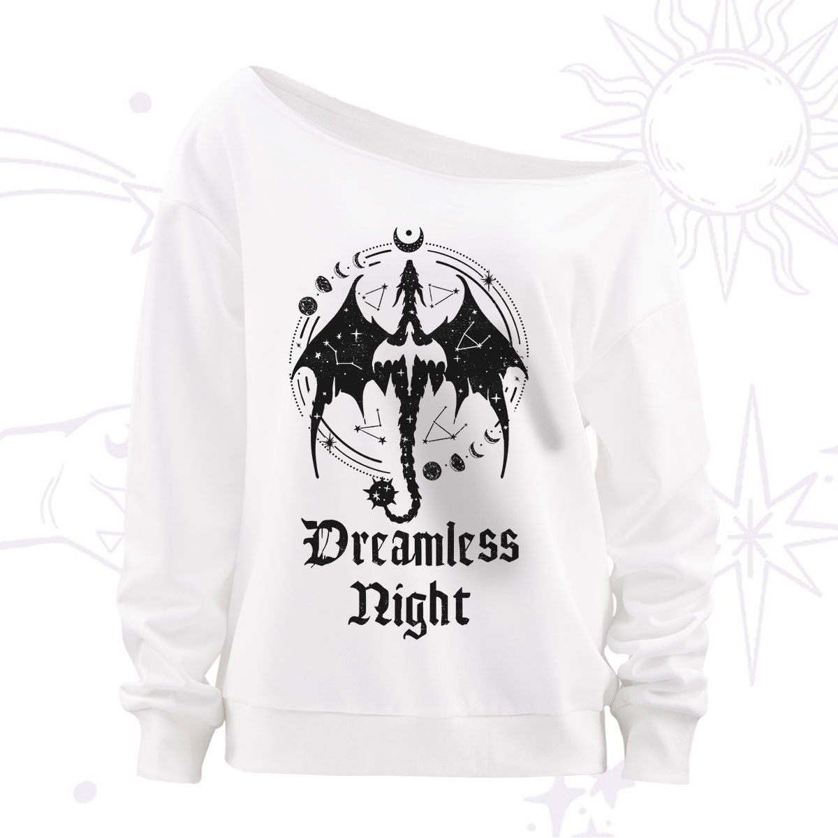 Purplehecate Dreamless Night Dragon Off The Shoulder Sweatshirt