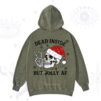 Purplehecate Dead Inside But Jolly AF Christmas Washed Hoodie