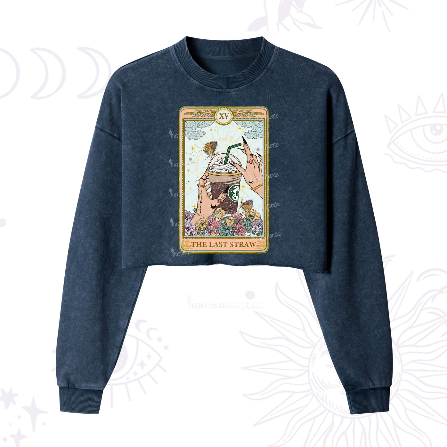 Purplehecate The Last Straw Tarot Cropped Washed Sweatshirt