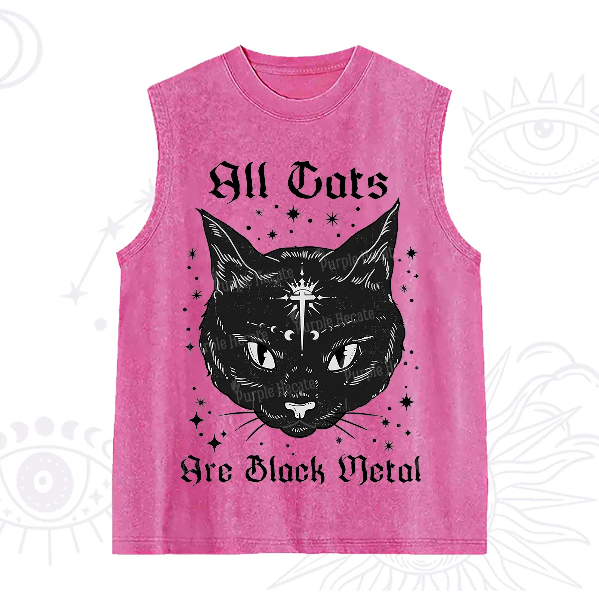 Purplehecate All Cats Are Black Metal Washed Tank