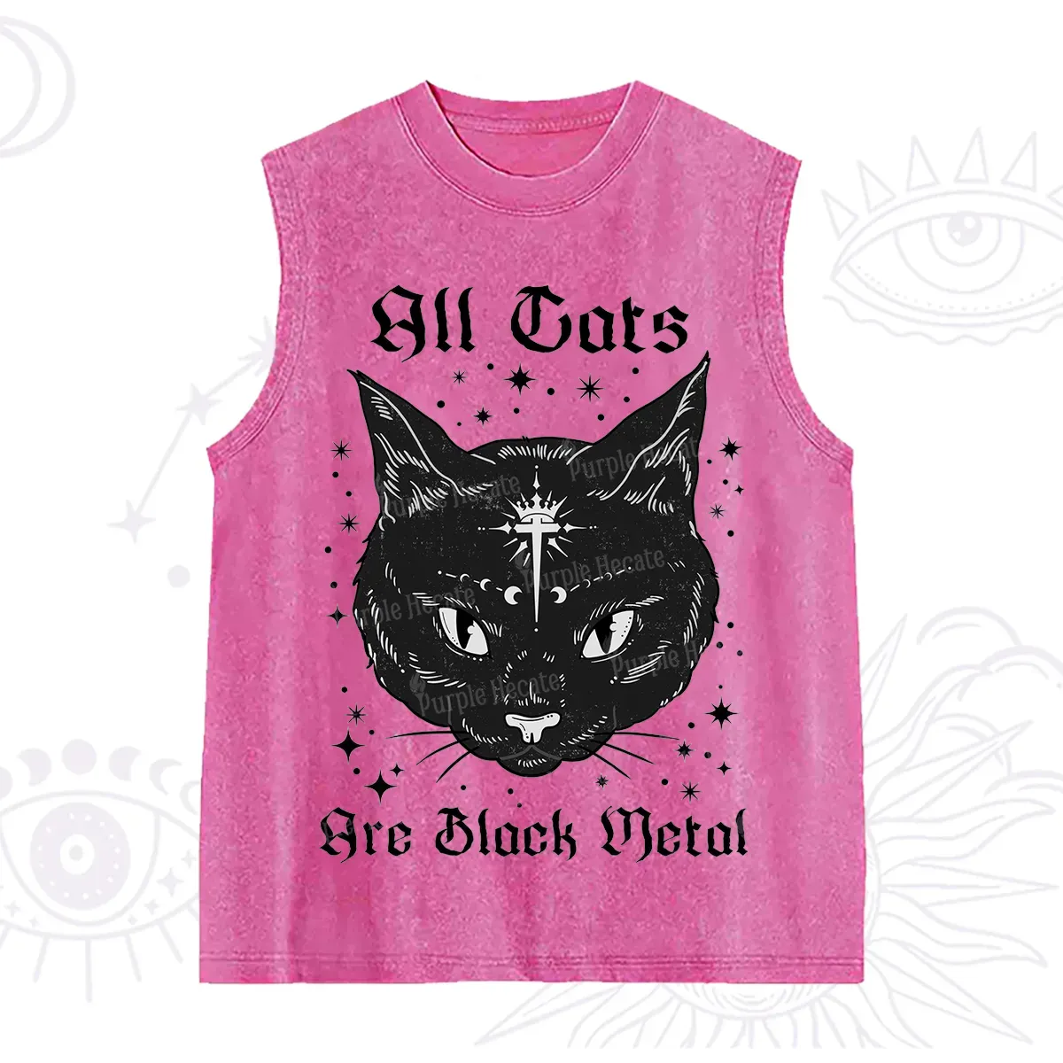 Purplehecate All Cats Are Black Metal Washed Tank