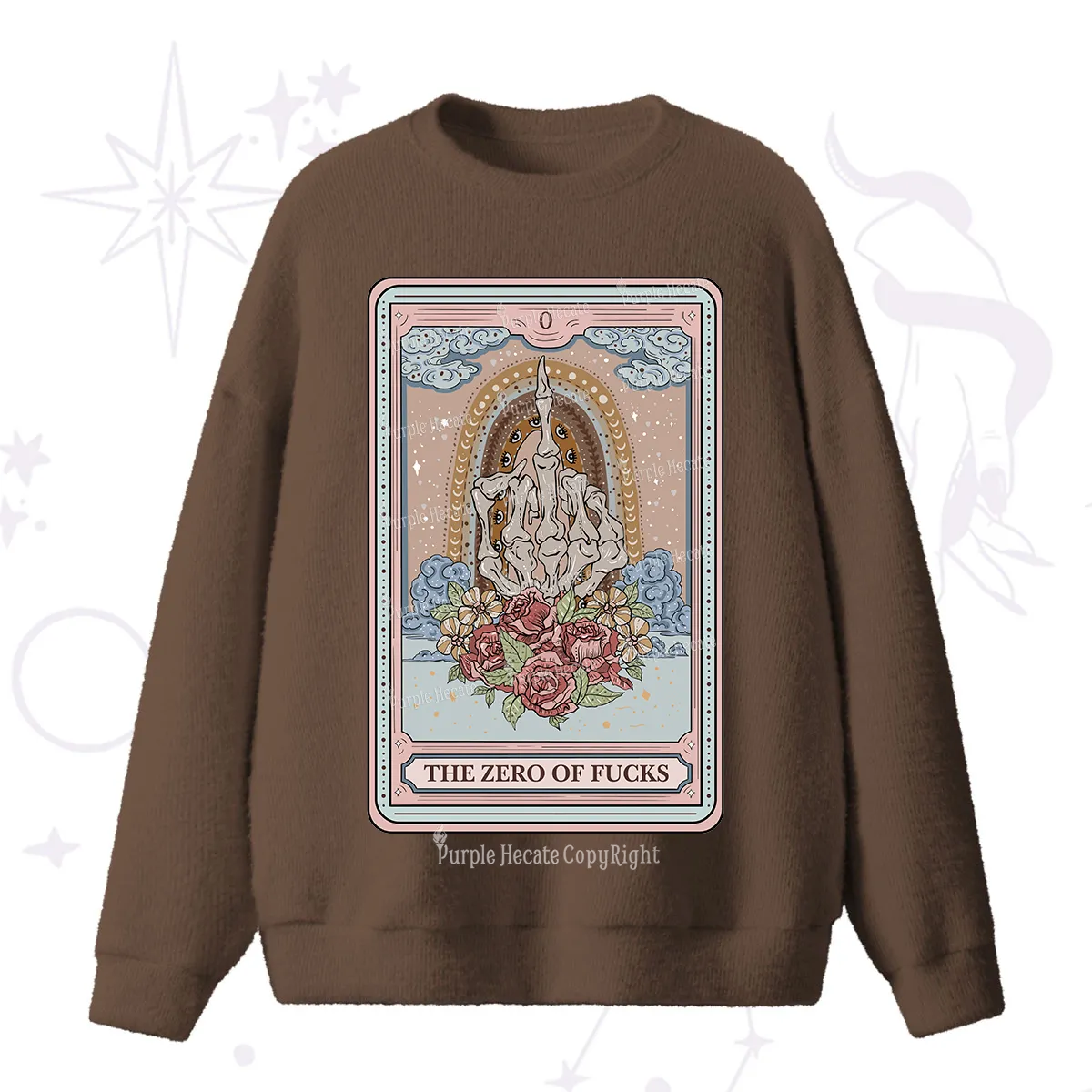 Purplehecate The Zero Of Fucks Tarot Fuzzy Ugly Sweater