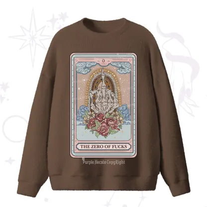 Purplehecate The Zero Of Fucks Tarot Fuzzy Ugly Sweater