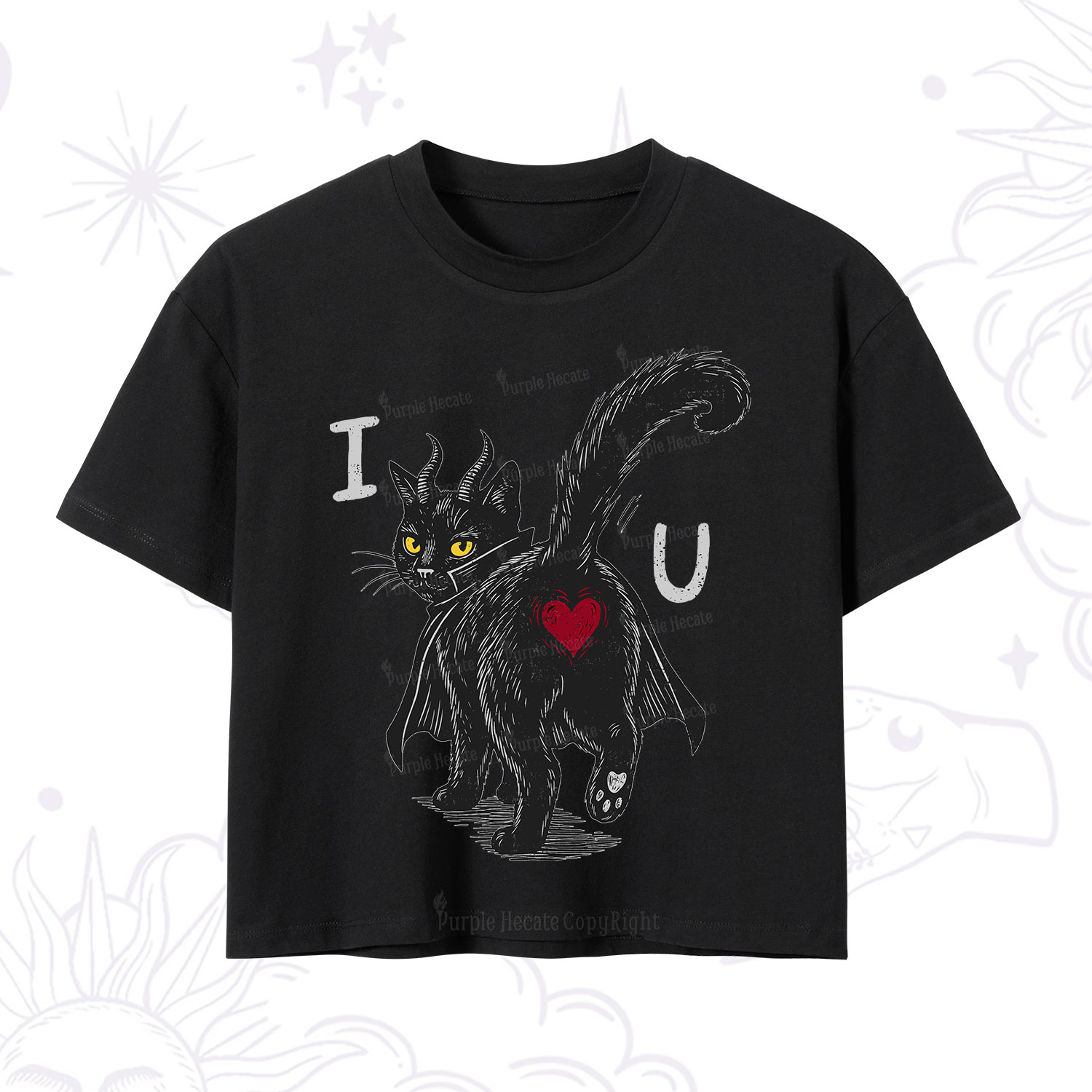 Purplehecate Bad Bad Evil Cat Crop T-Shirt