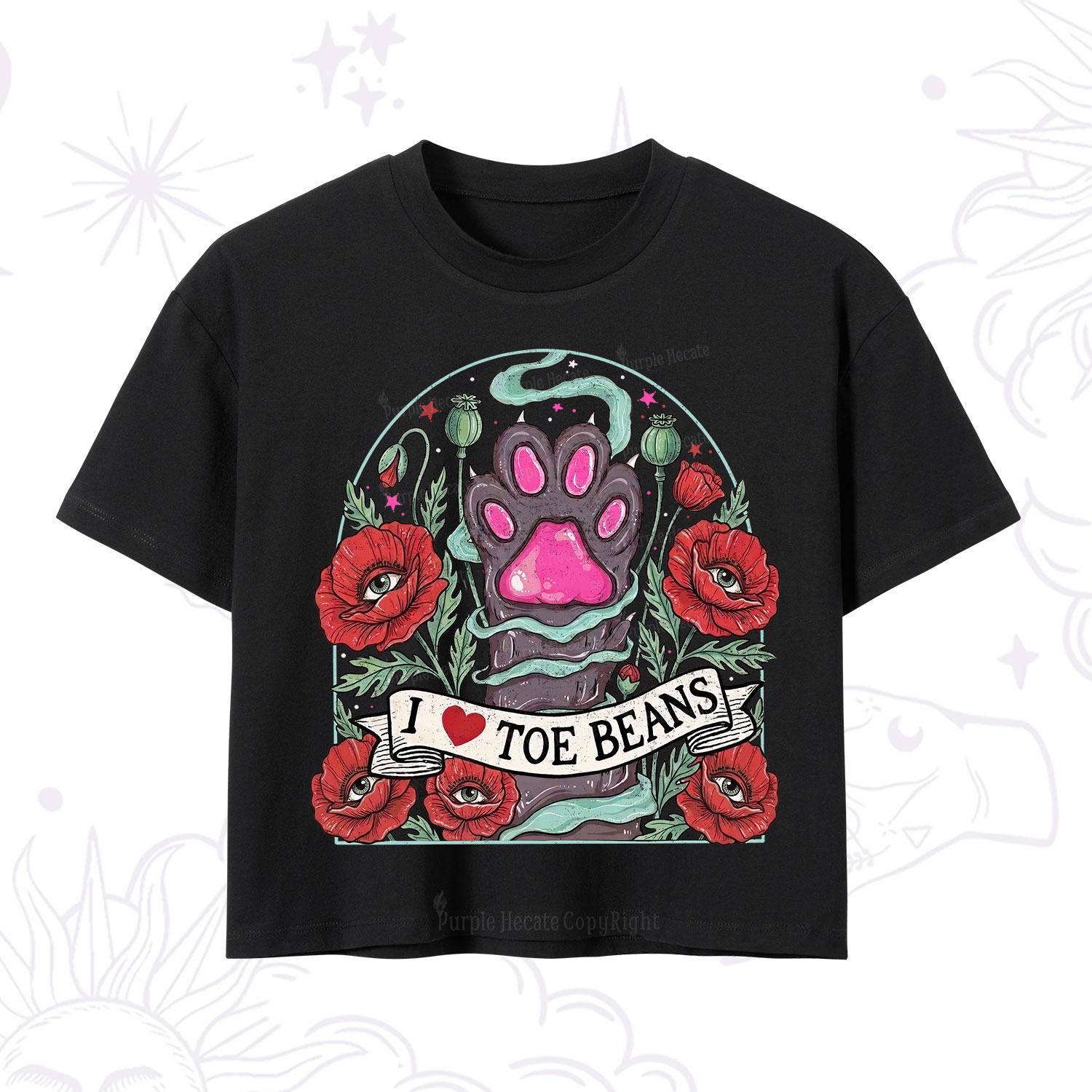 Purplehecate Toe Beans Lover Paw Crop T-Shirt
