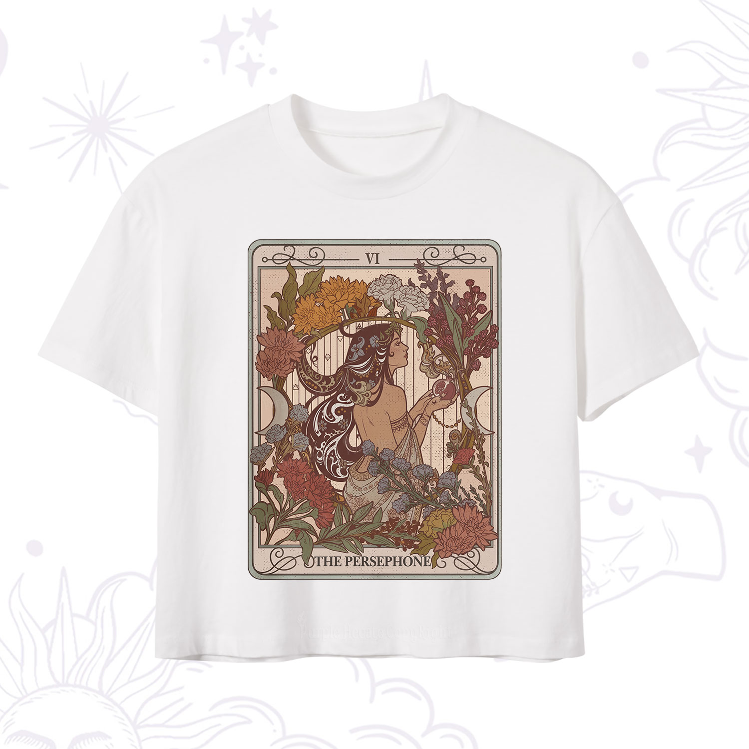 Purplehecate The Persephone Goddess Tarot Card Crop T-Shirt