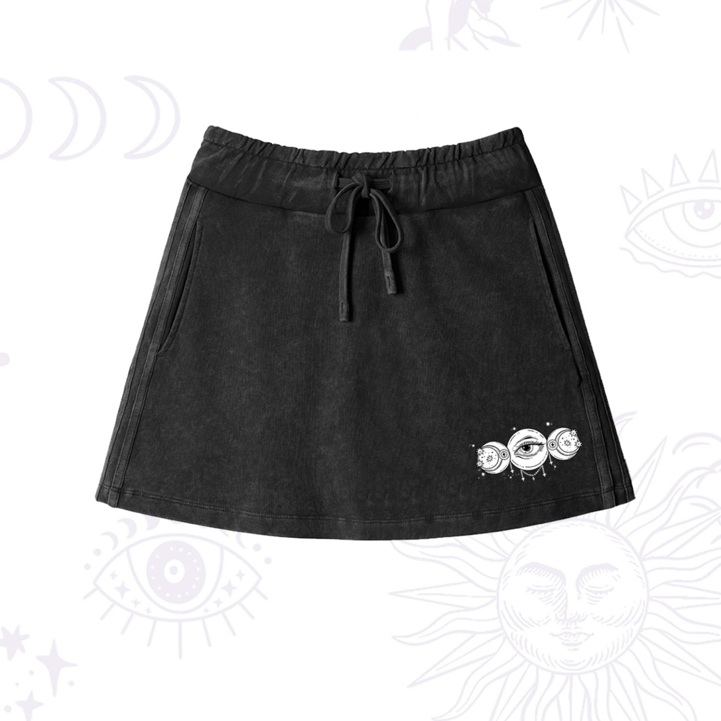 Purplehecate Funny The Moon Made Me Do It Washed Drawstring Mini Skirt