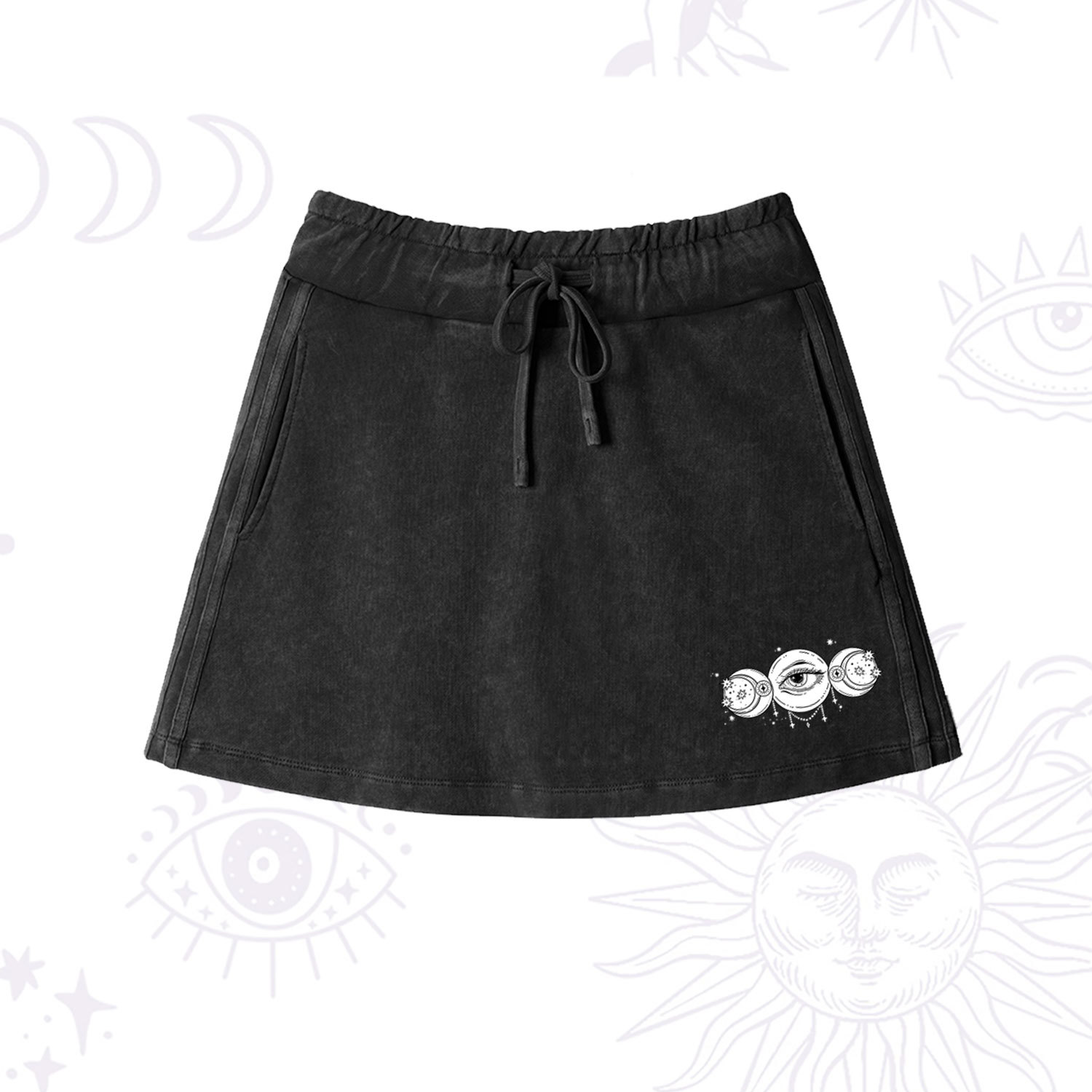 Purplehecate Funny The Moon Made Me Do It Washed Drawstring Mini Skirt