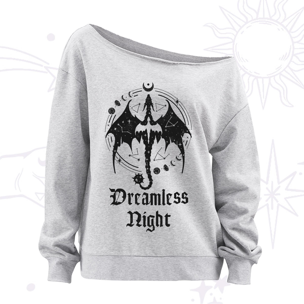 Purplehecate Dreamless Night Dragon Off The Shoulder Sweatshirt