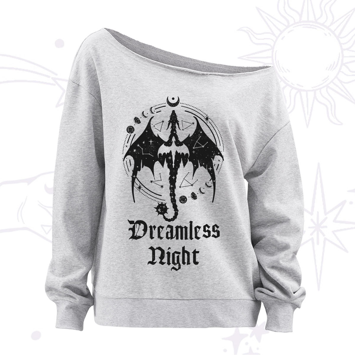 Purplehecate Dreamless Night Dragon Off The Shoulder Sweatshirt