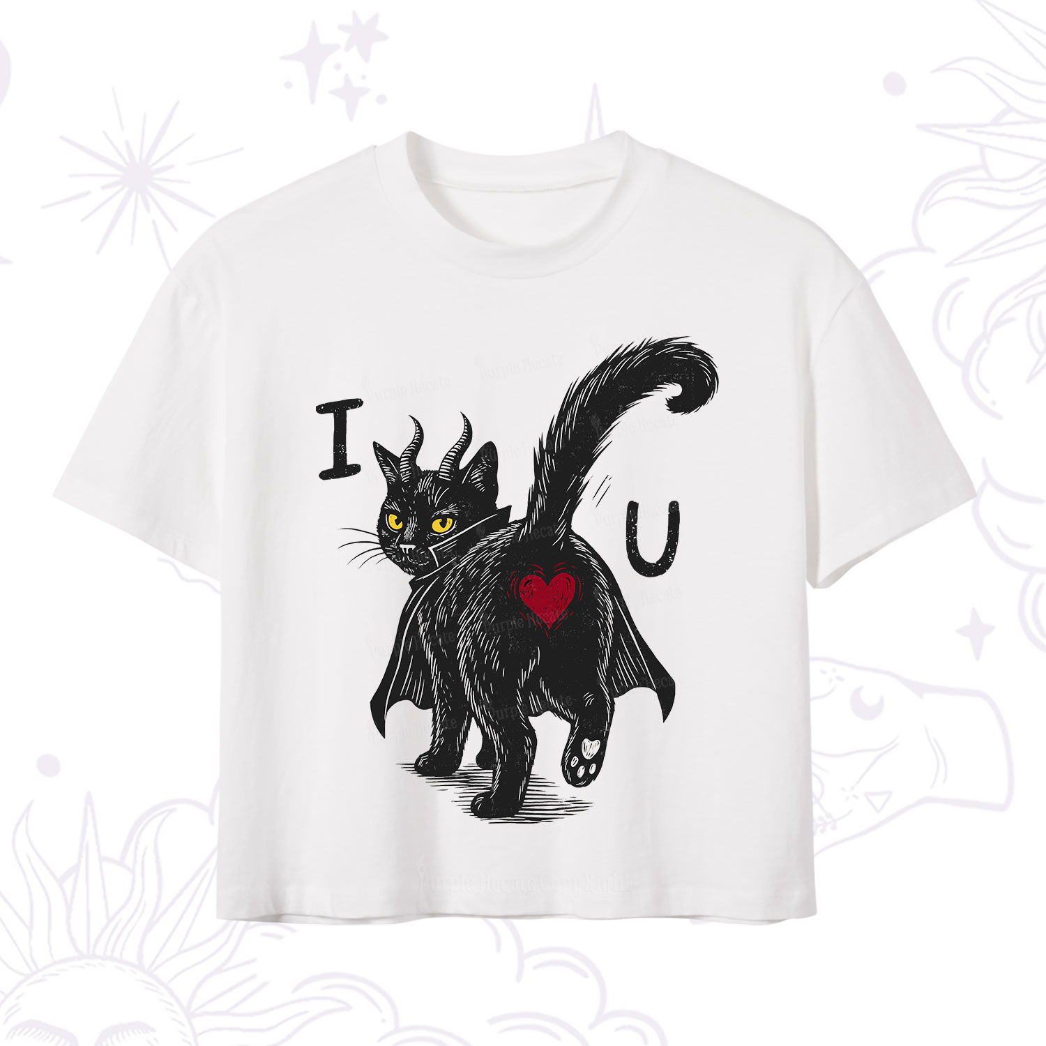 Purplehecate Bad Bad Evil Cat Crop T-Shirt