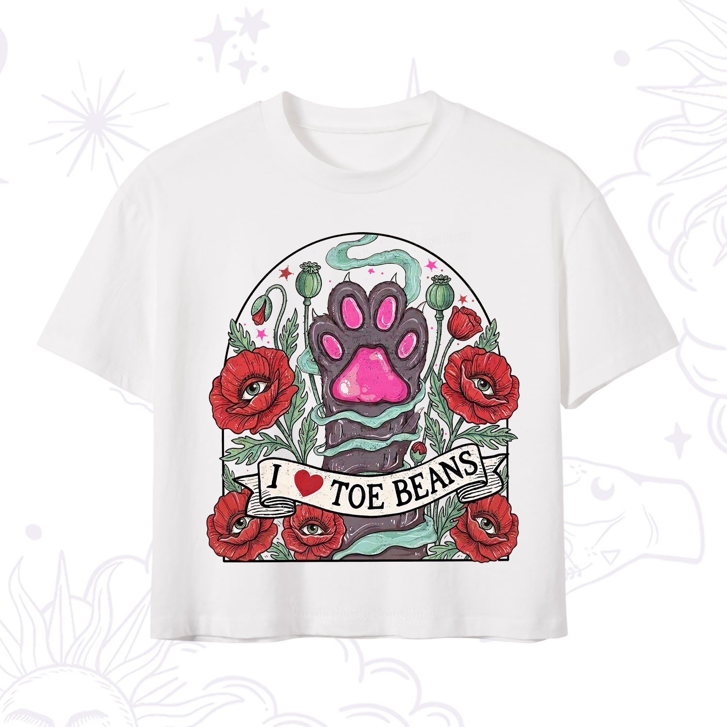 Purplehecate Toe Beans Lover Paw Crop T-Shirt