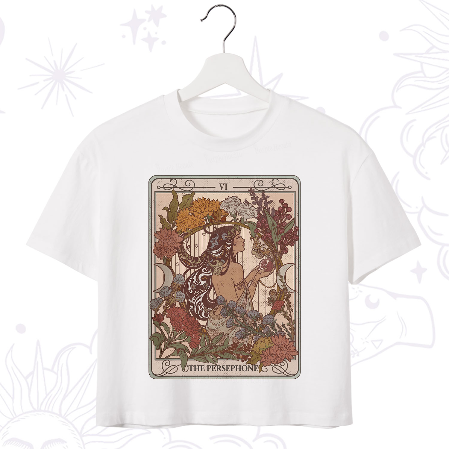 Purplehecate The Persephone Goddess Tarot Card Crop T-Shirt