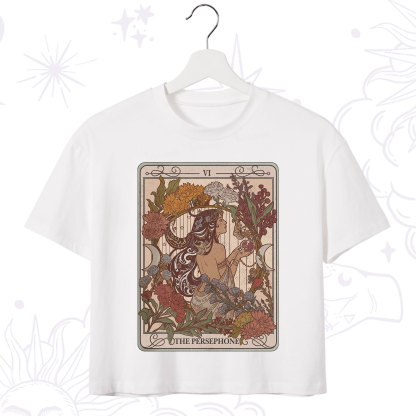 Purplehecate The Persephone Goddess Tarot Card Crop T-Shirt