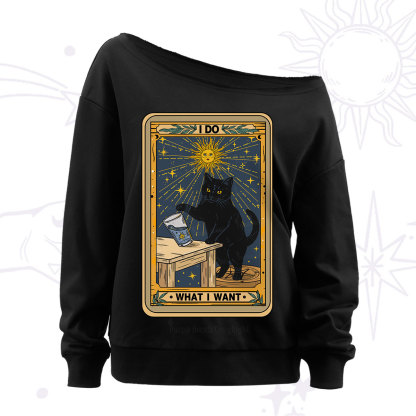 Purplehecate I Do What I Want Cats Off The Shoulder Sweatshirt