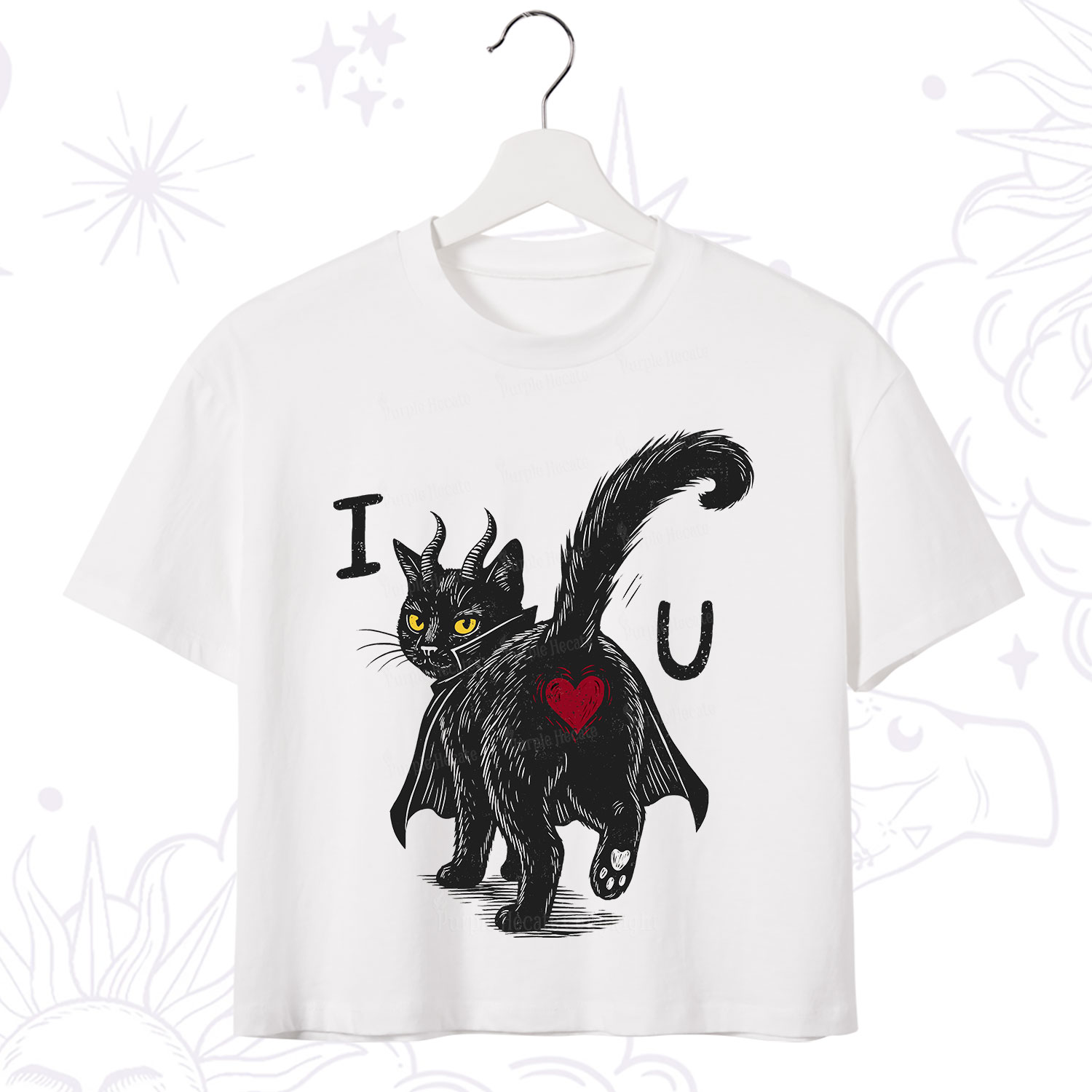 Purplehecate Bad Bad Evil Cat Crop T-Shirt