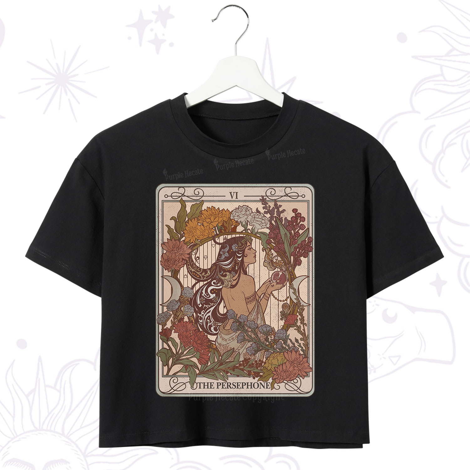 Purplehecate The Persephone Goddess Tarot Card Crop T-Shirt