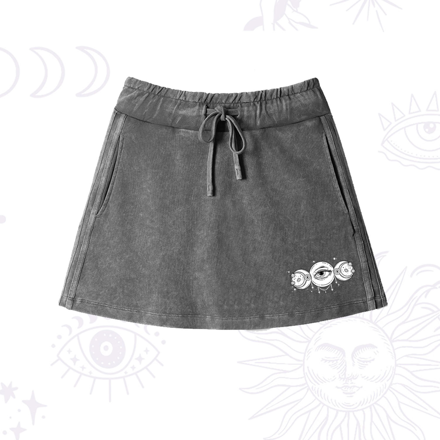 Purplehecate Funny The Moon Made Me Do It Washed Drawstring Mini Skirt