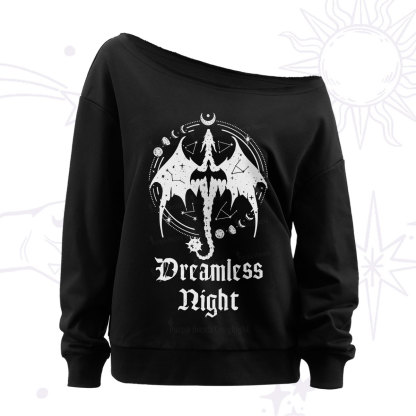 Purplehecate Dreamless Night Dragon Off The Shoulder Sweatshirt