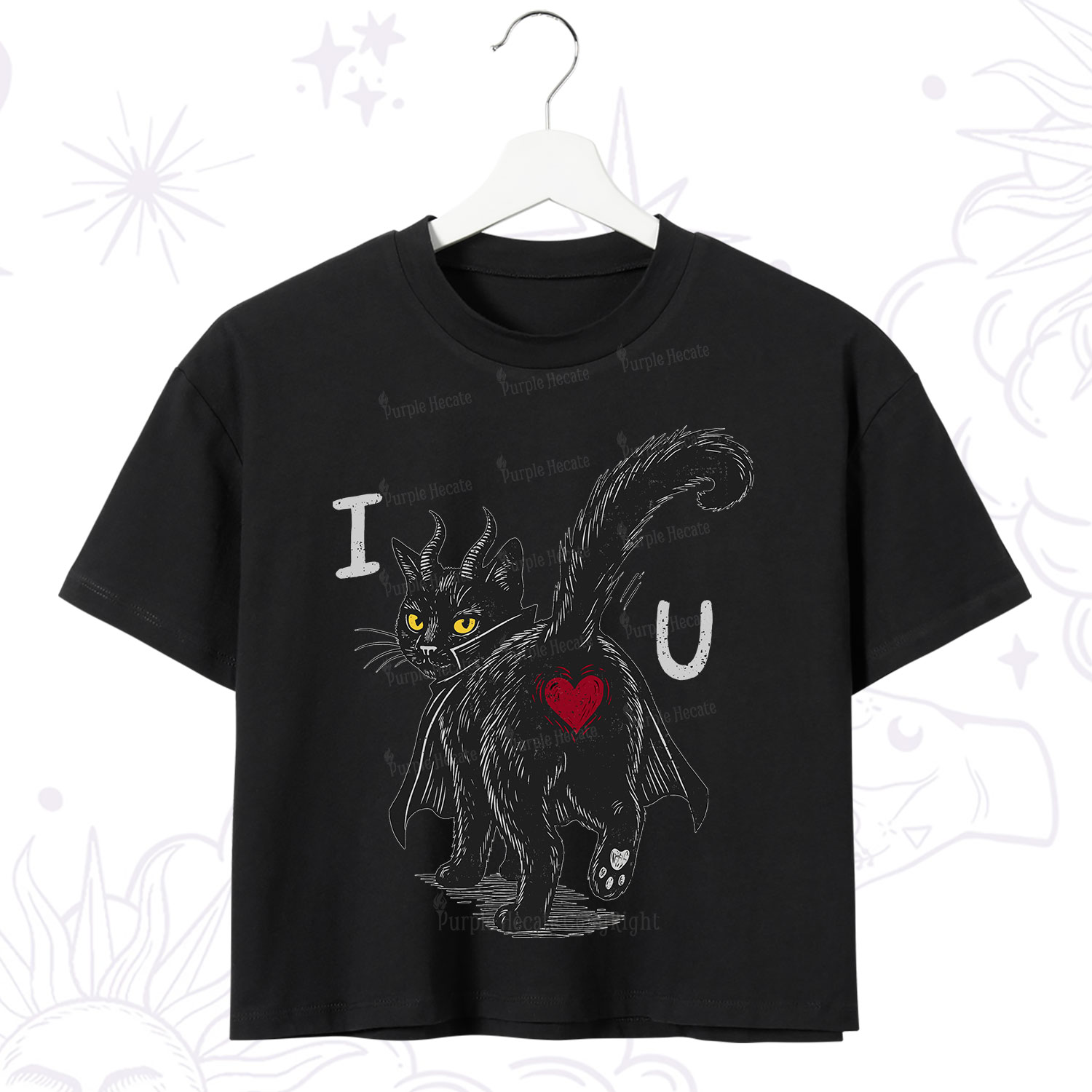 Purplehecate Bad Bad Evil Cat Crop T-Shirt