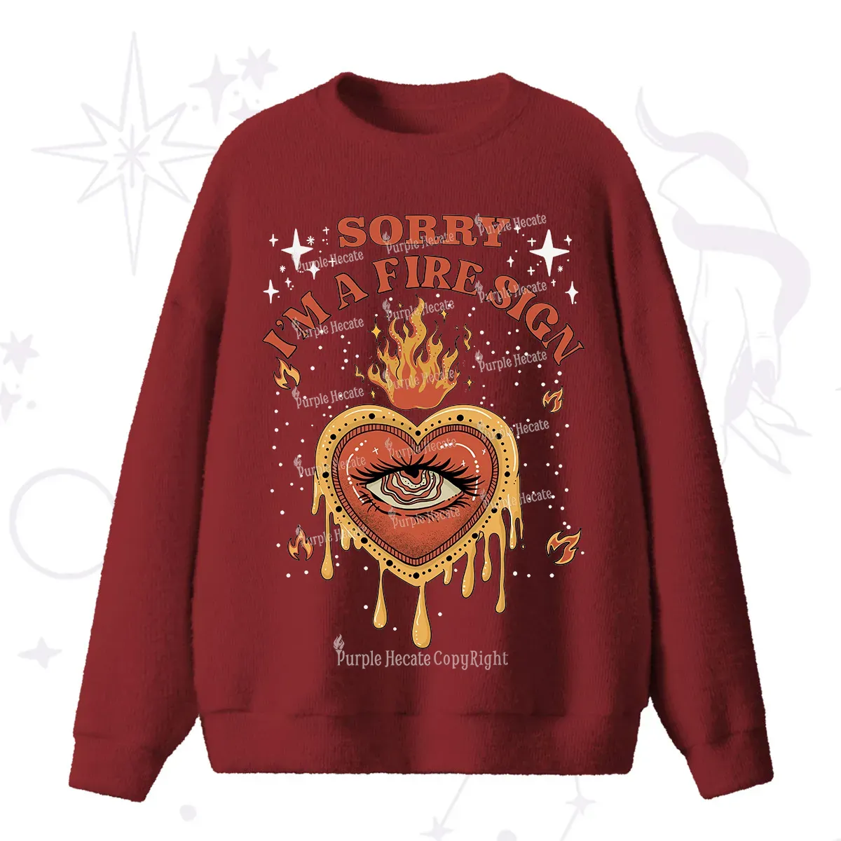 Purplehecate Sorry I'm A Fire Sign Fuzzy Ugly Sweater
