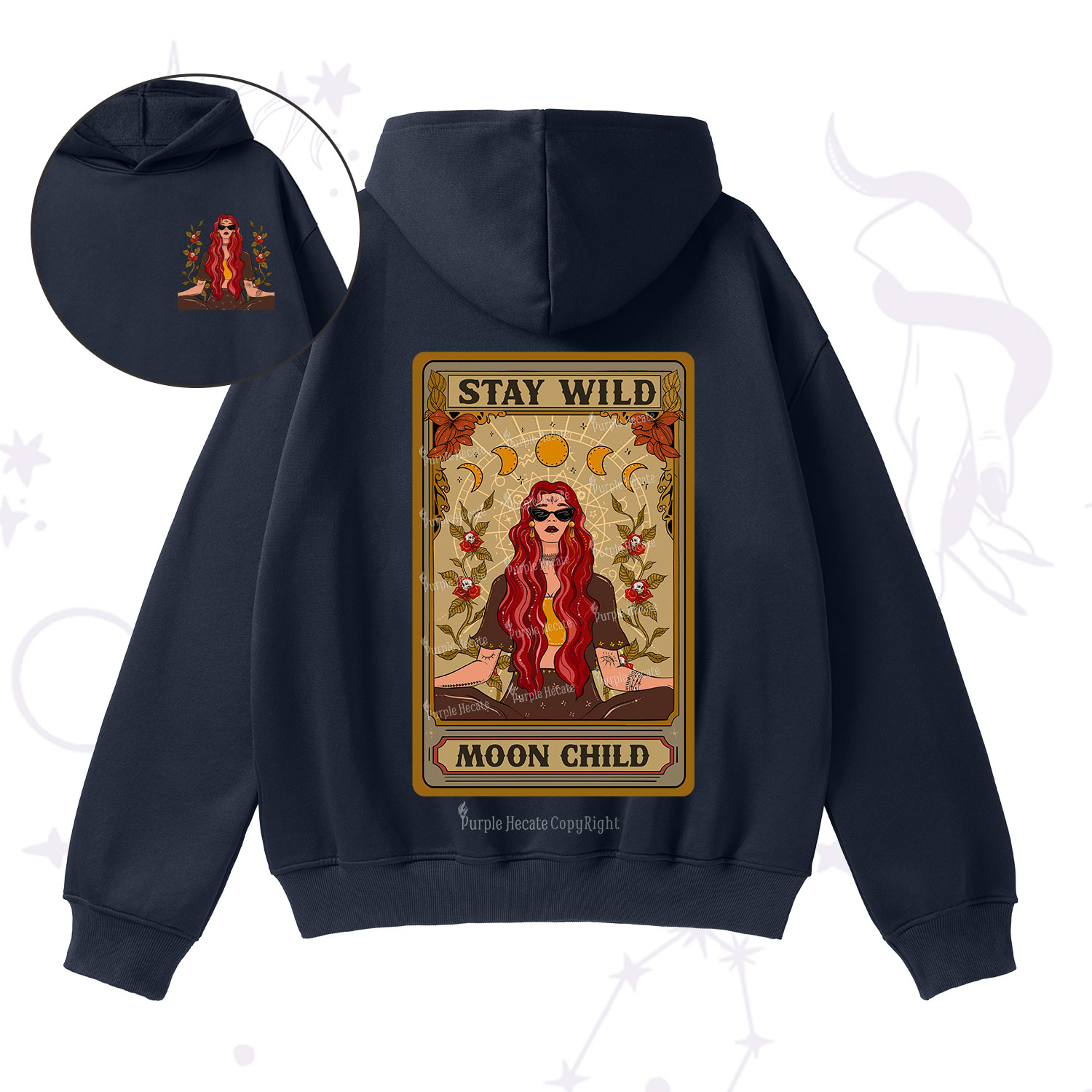 Purplehecate The Stay Wild Moon Child Oracle Card Fleece Hoodie Suit