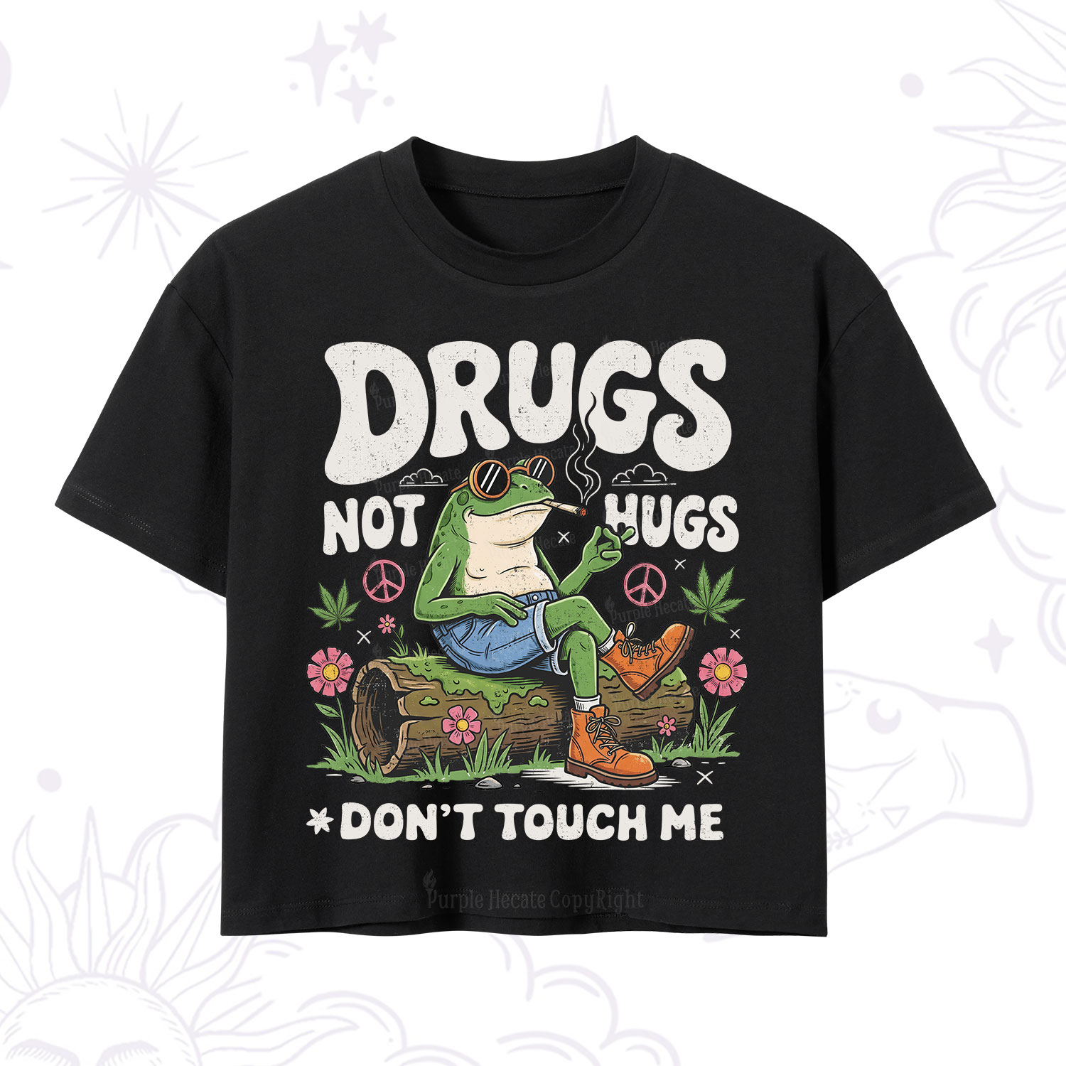 Purplehecate Drugs Not Hugs Crop T-Shirt