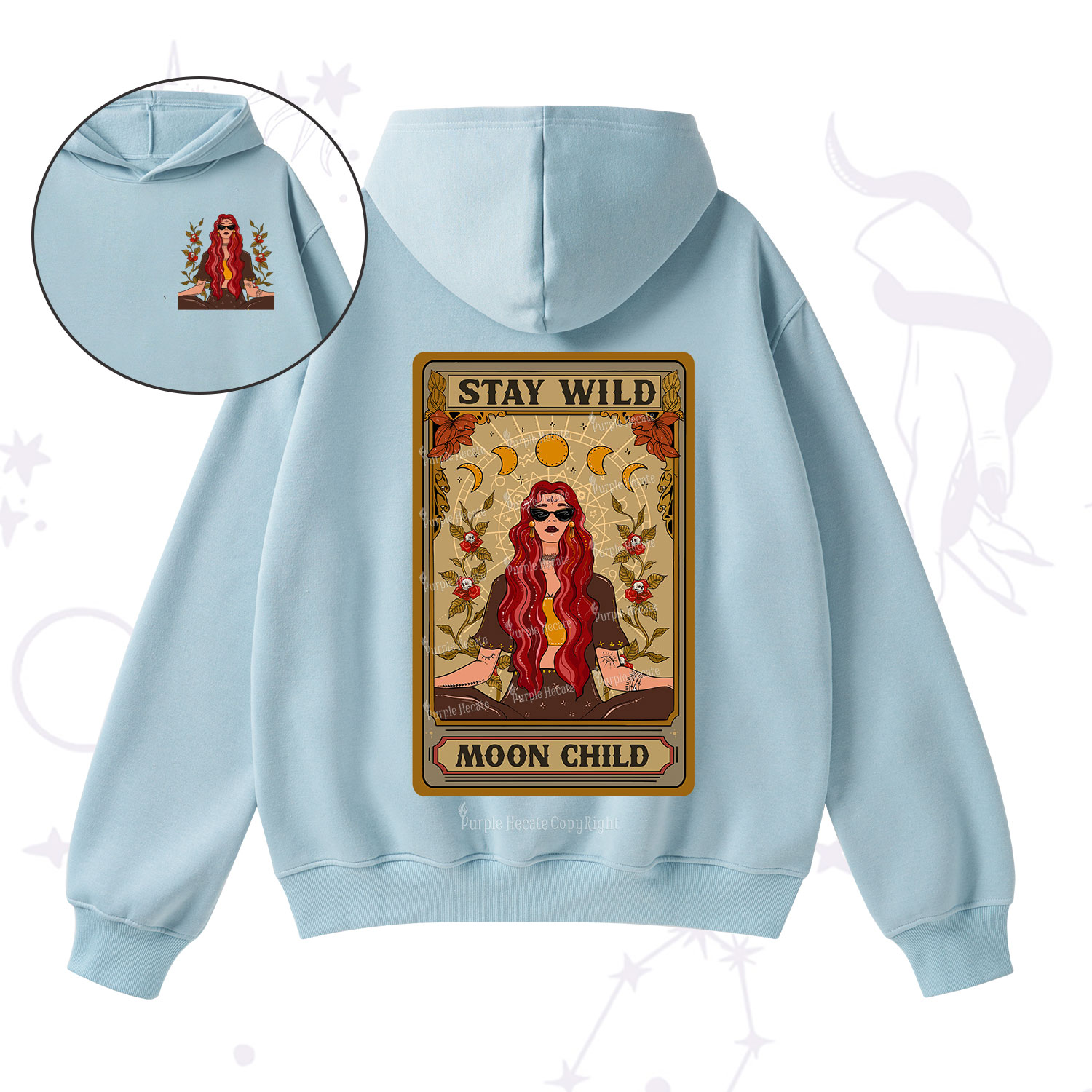 Purplehecate The Stay Wild Moon Child Oracle Card Fleece Hoodie Suit