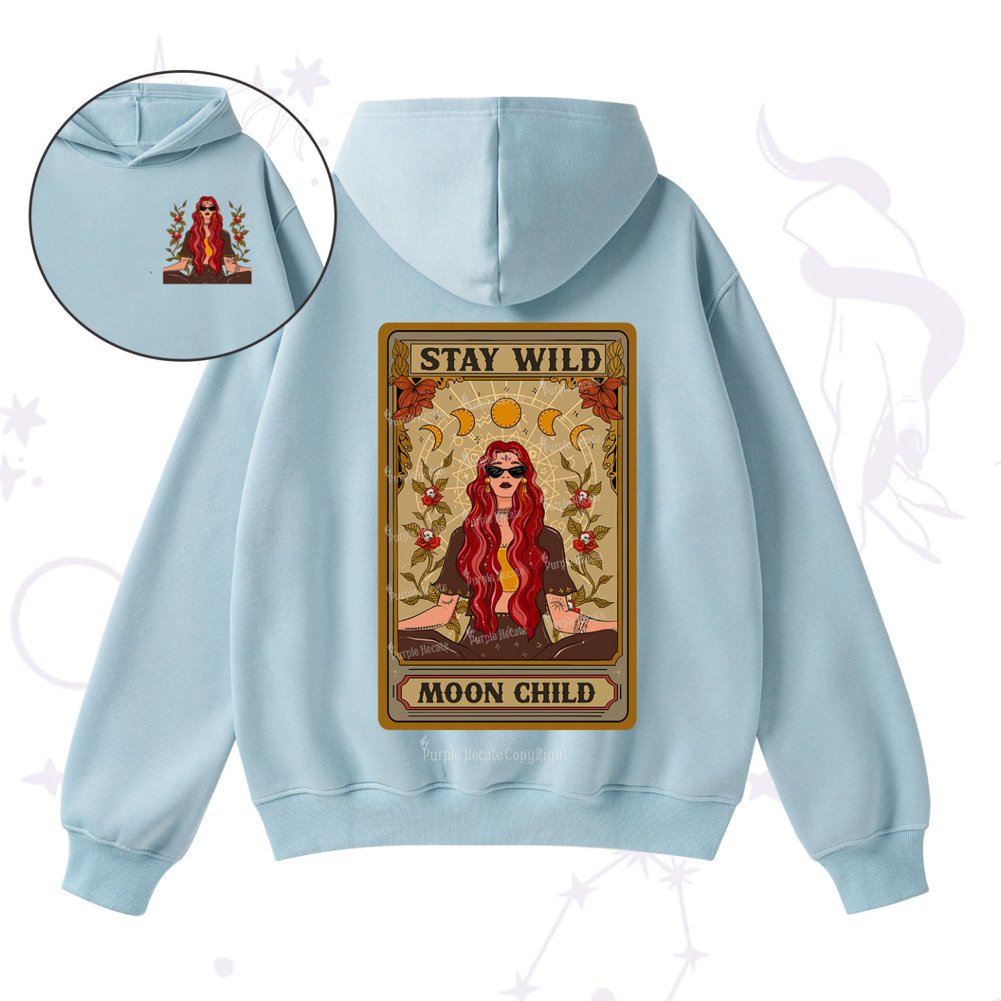 Purplehecate The Stay Wild Moon Child Oracle Card Fleece Hoodie Suit