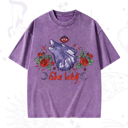 Purplehecate Moon Wolf Washed T-Shirt
