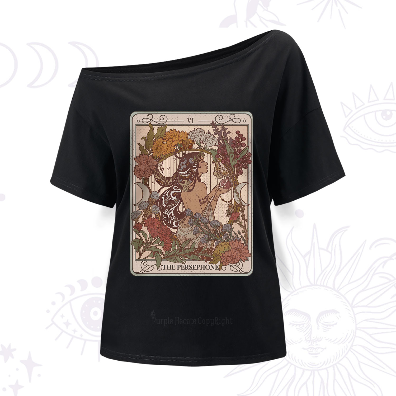 Purplehecate The Persephone Goddess Tarot Card One Shoulder T-Shirt