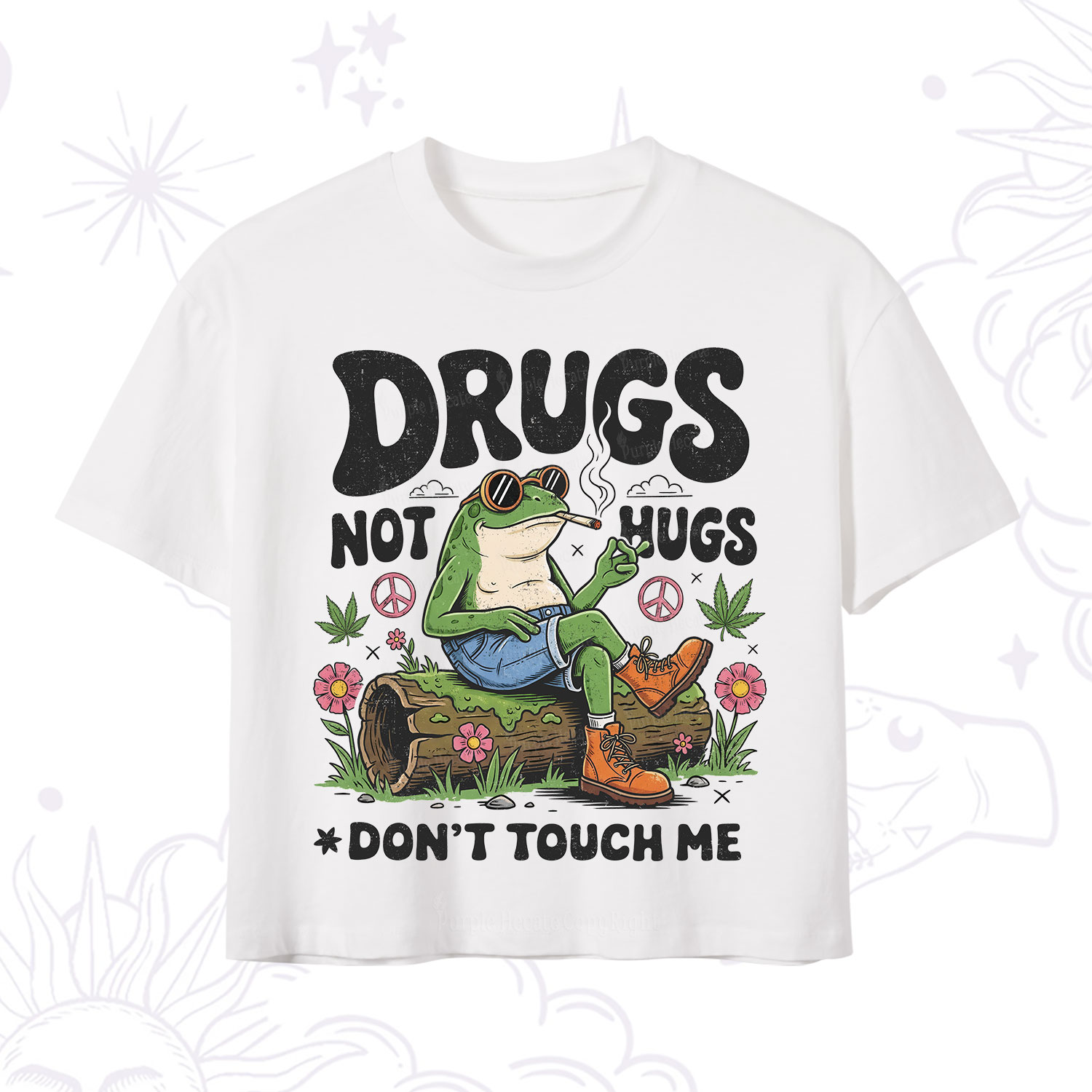 Purplehecate Drugs Not Hugs Crop T-Shirt