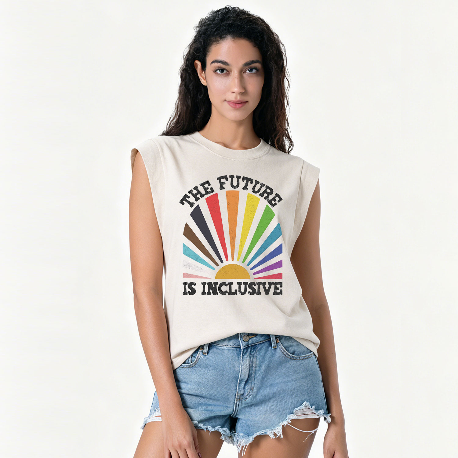 Purplehecate The Future Is Inclusive Rainbow Vintage Washed Tank