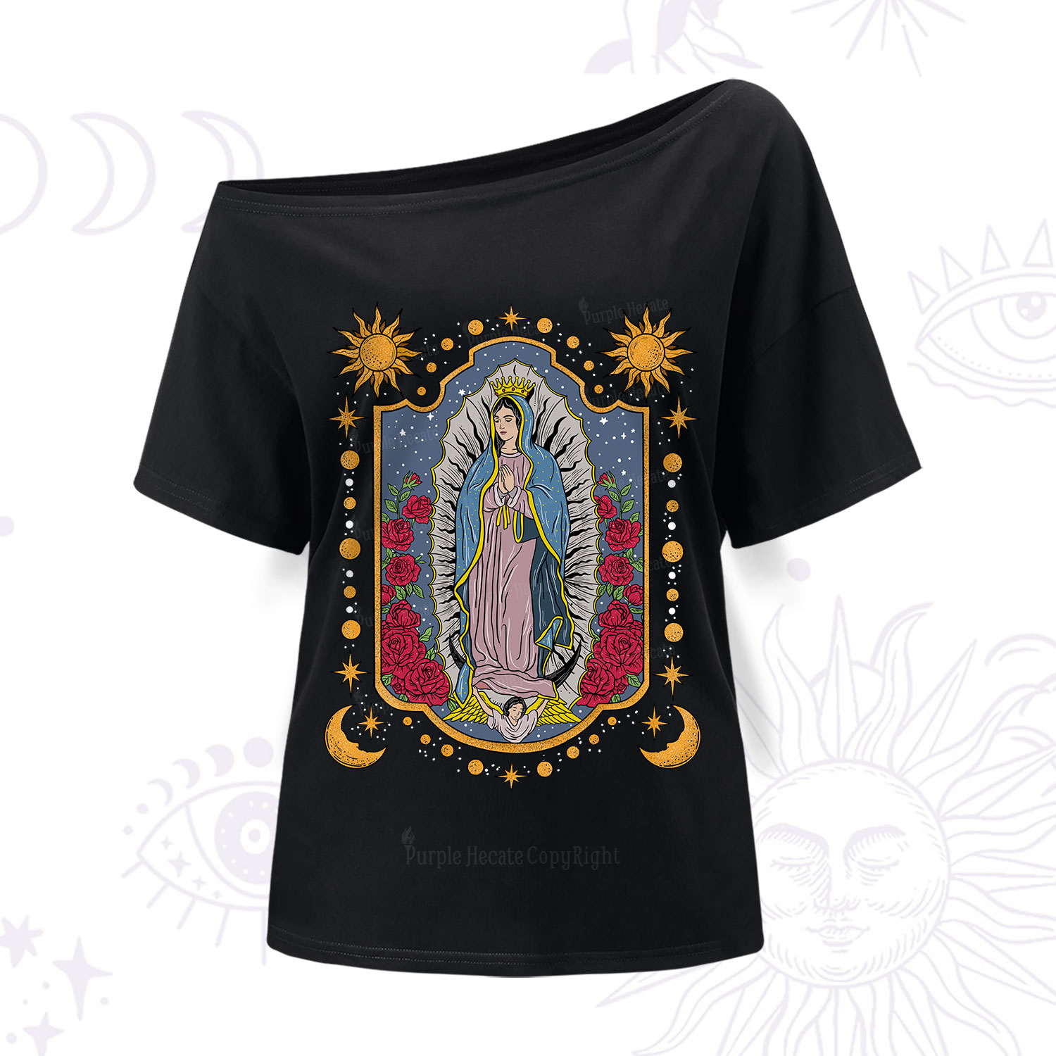 Purplehecate Our Lady of Guadalupe One Shoulder T-Shirt