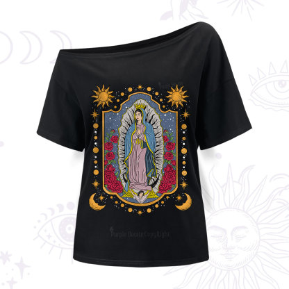 Purplehecate Our Lady of Guadalupe One Shoulder T-Shirt