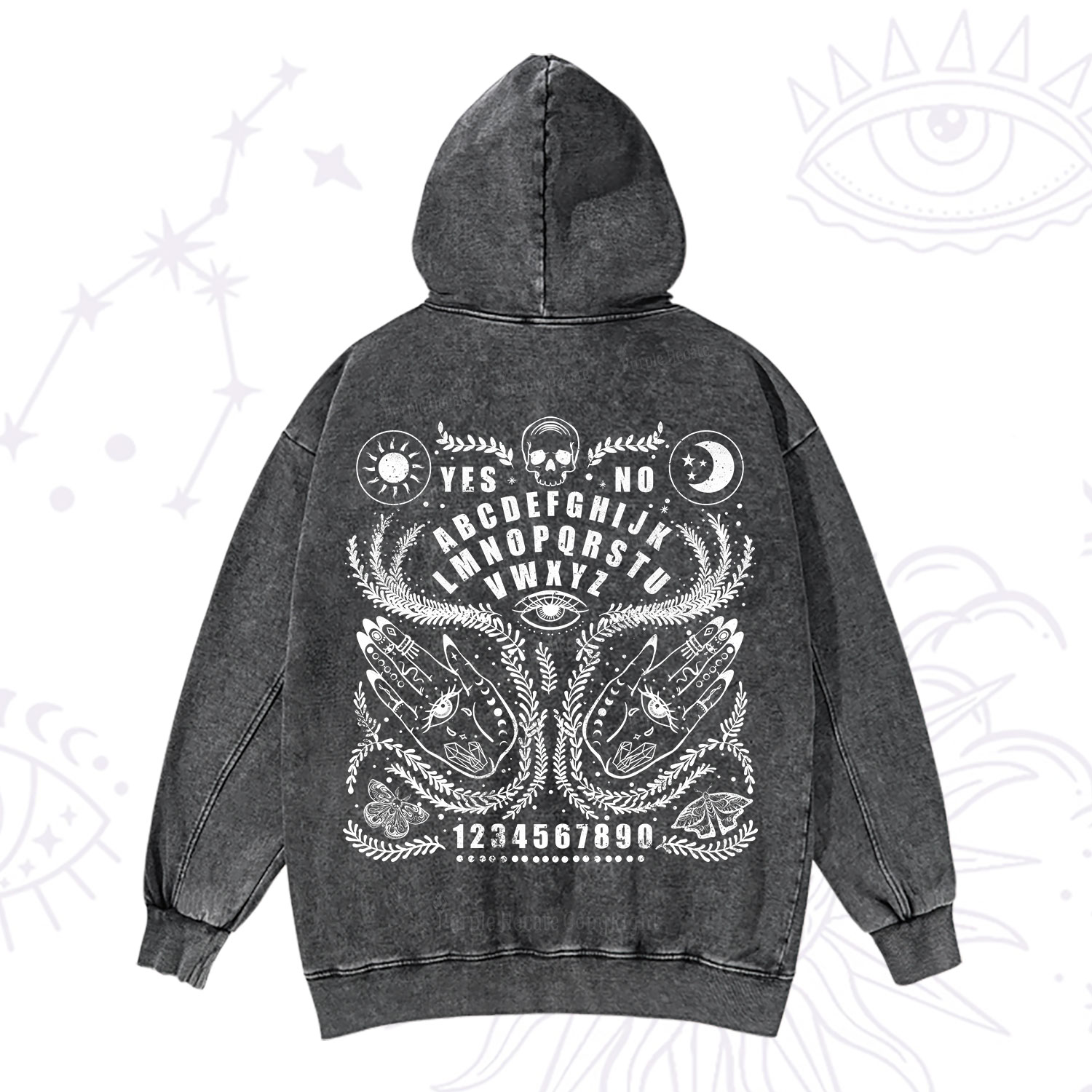 Purplehecate Ouija Spirit Board Washed Hoodie