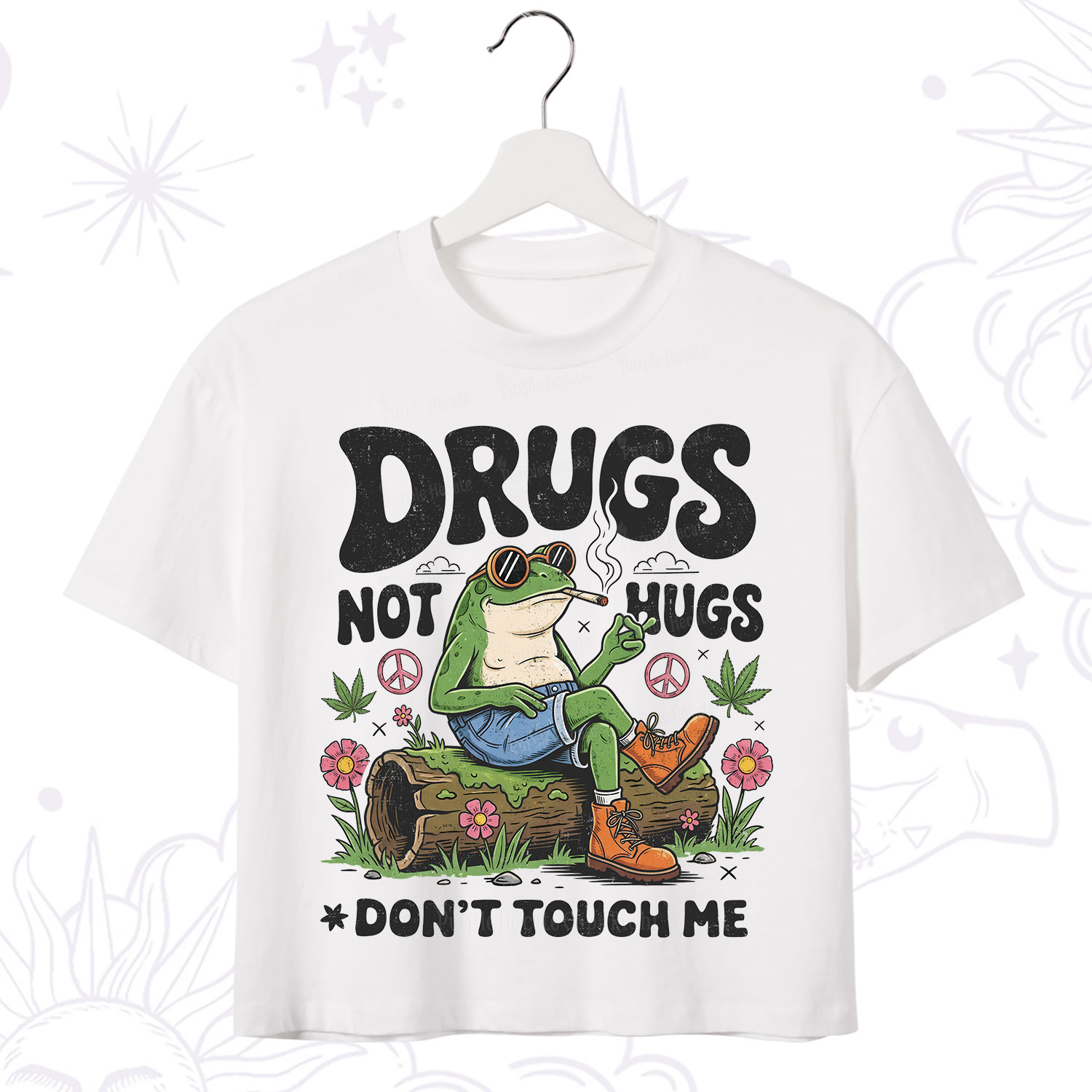 Purplehecate Drugs Not Hugs Crop T-Shirt