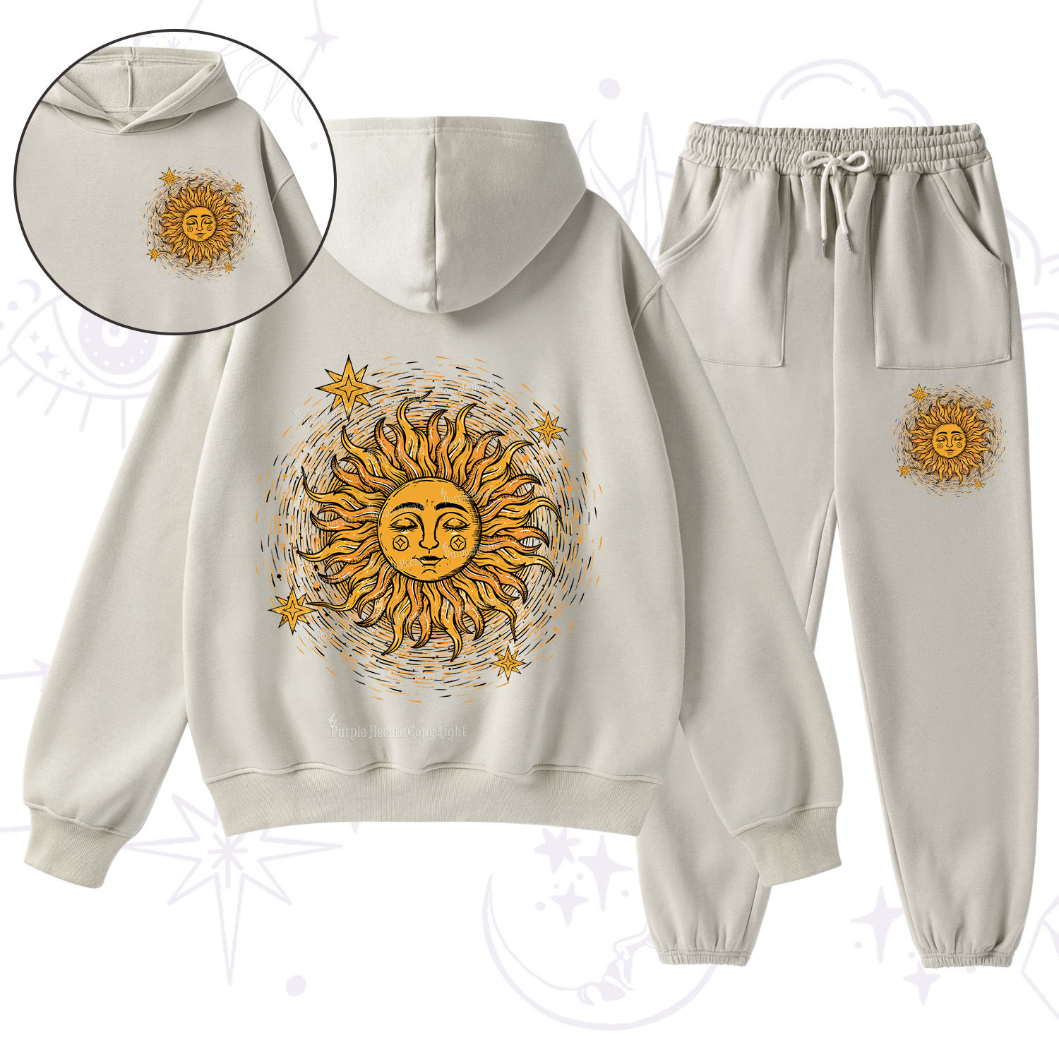 Purplehecate Celestial Sun Fleece Hoodie Suit