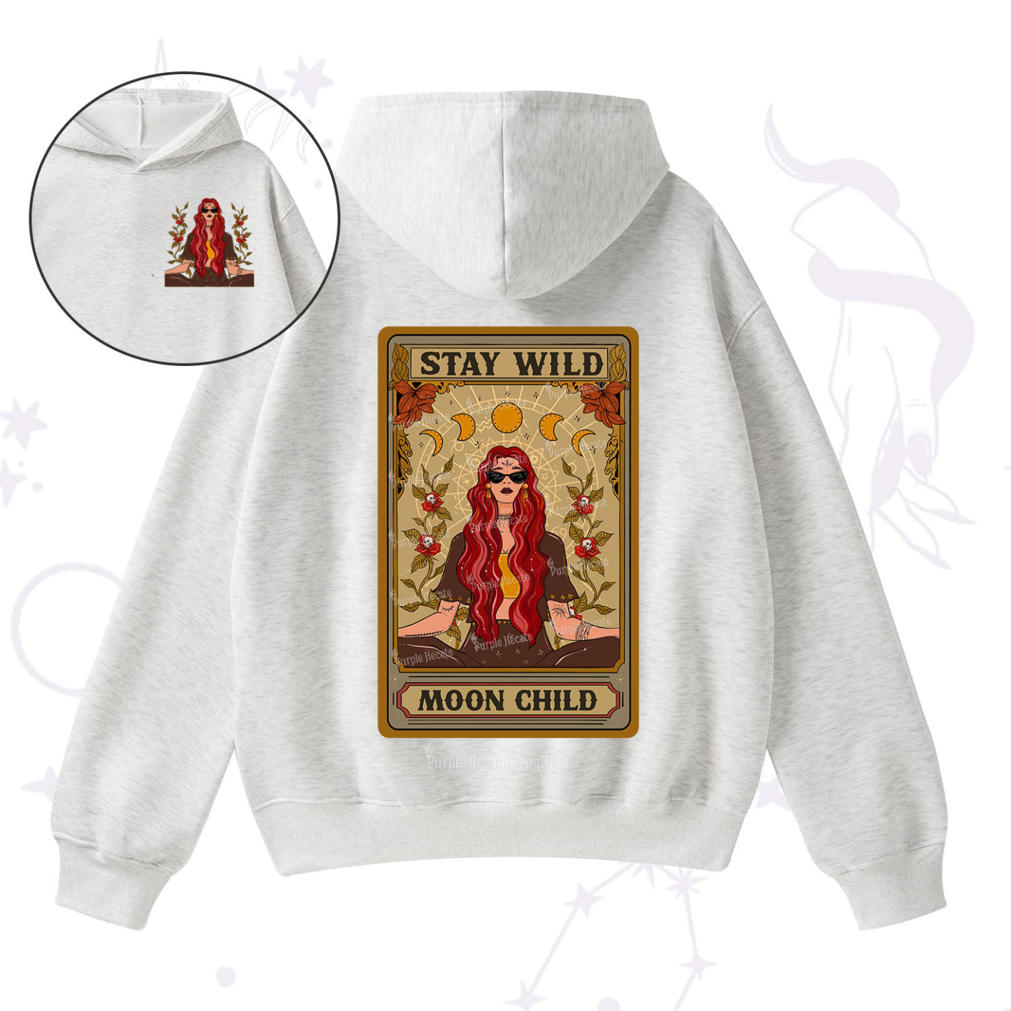 Purplehecate The Stay Wild Moon Child Oracle Card Fleece Hoodie Suit
